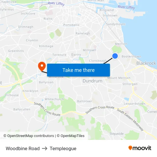 Woodbine Road to Templeogue map