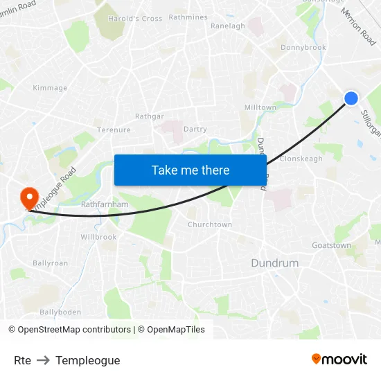 Rte to Templeogue map
