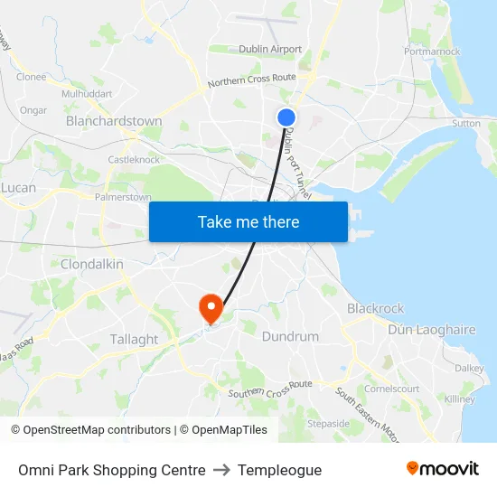 Omni Park Shopping Centre to Templeogue map