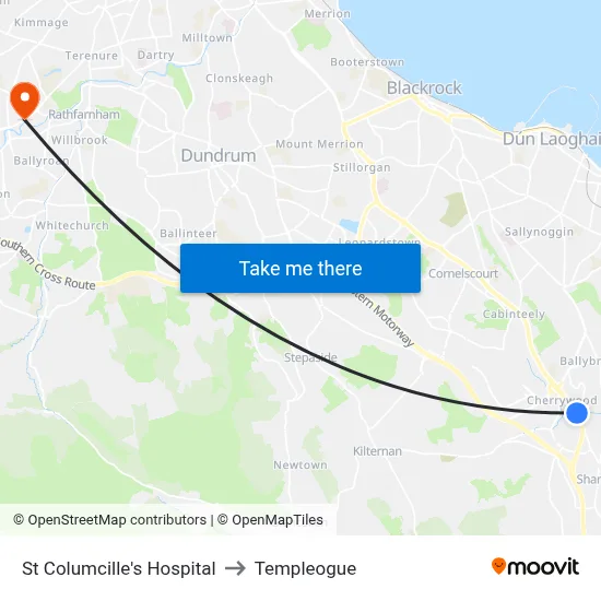 St Columcille's Hospital to Templeogue map