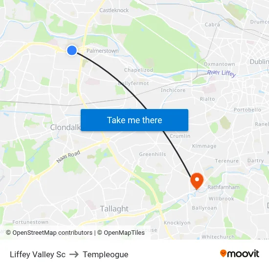Liffey Valley Sc to Templeogue map