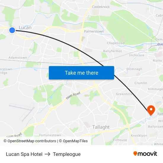 Lucan Spa Hotel to Templeogue map