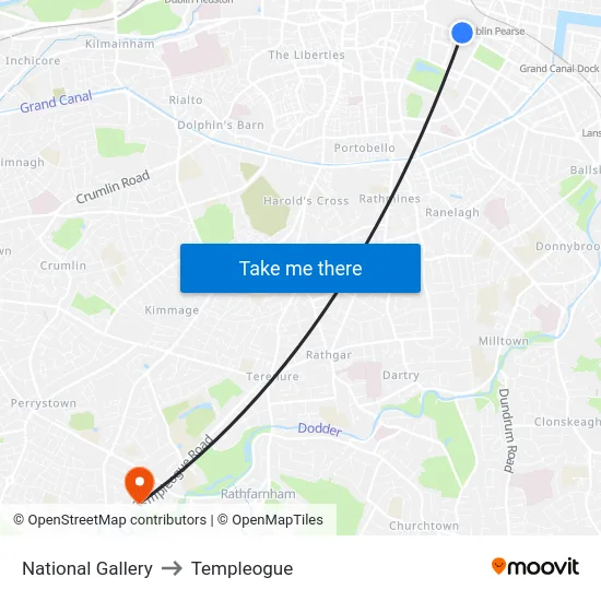 National Gallery to Templeogue map