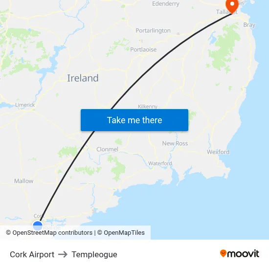 Cork Airport to Templeogue map
