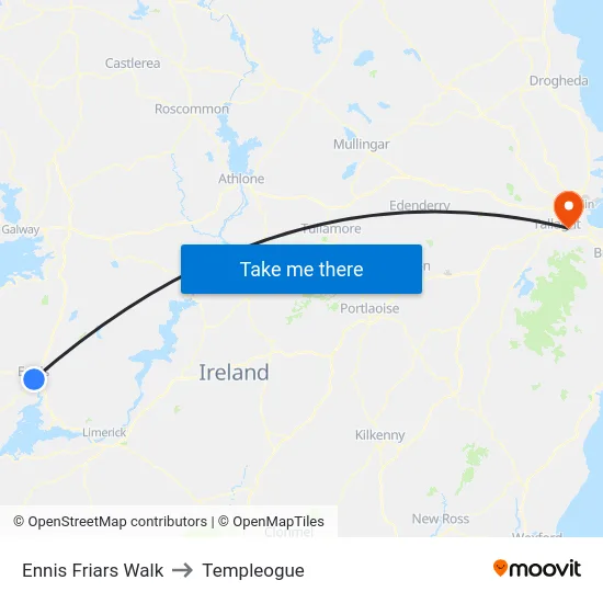 Ennis Friars Walk to Templeogue map