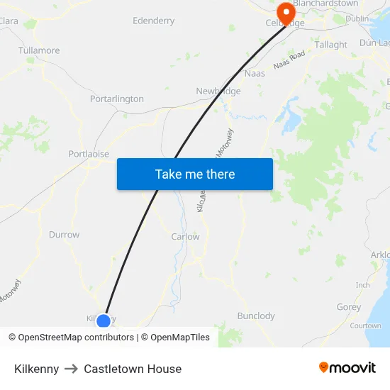 Kilkenny to Castletown House map