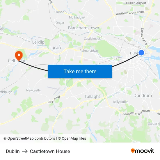 Dublin to Castletown House map