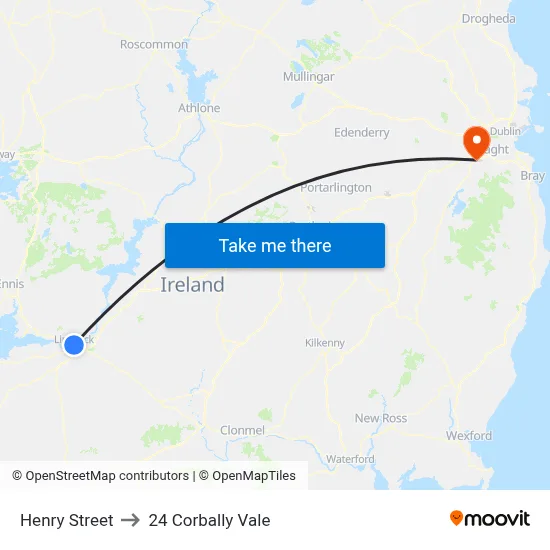 Henry Street to 24 Corbally Vale map