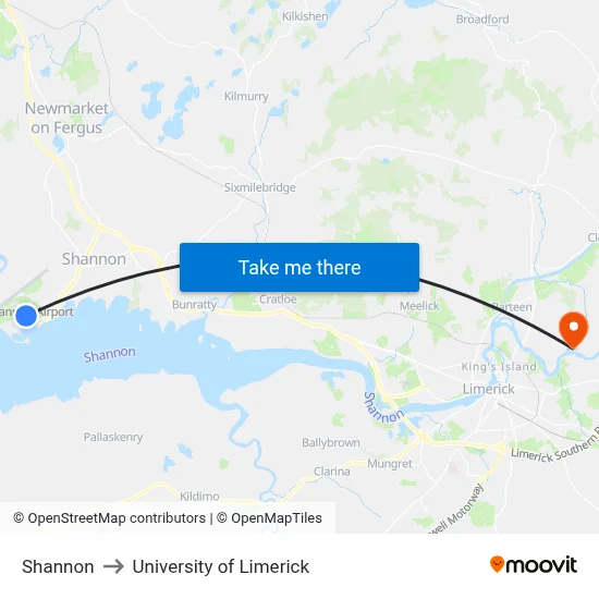 Shannon to University of Limerick map