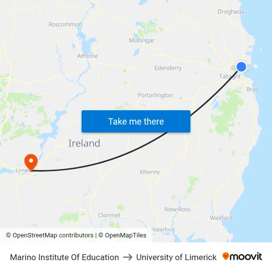 Marino Institute Of Education to University of Limerick map