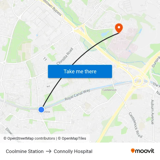 Coolmine Station to Connolly Hospital map