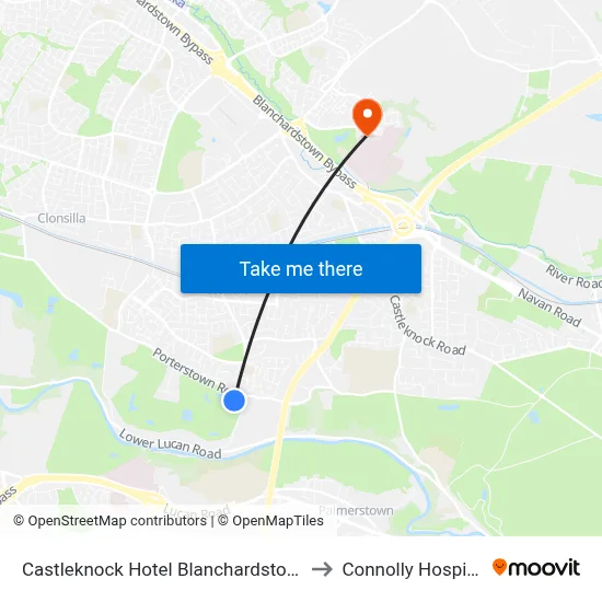 Castleknock Hotel Blanchardstown to Connolly Hospital map