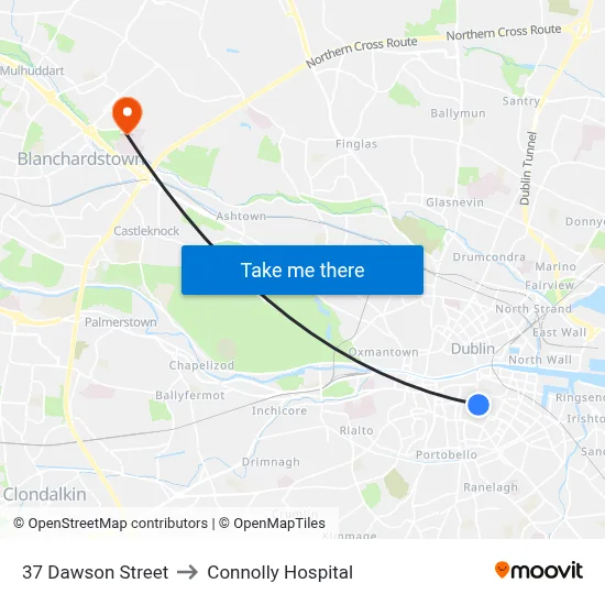 37 Dawson Street to Connolly Hospital map