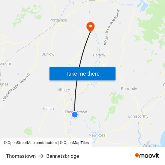 Thomastown to Bennetsbridge map