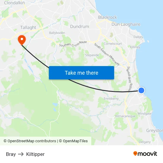 Bray to Kiltipper map