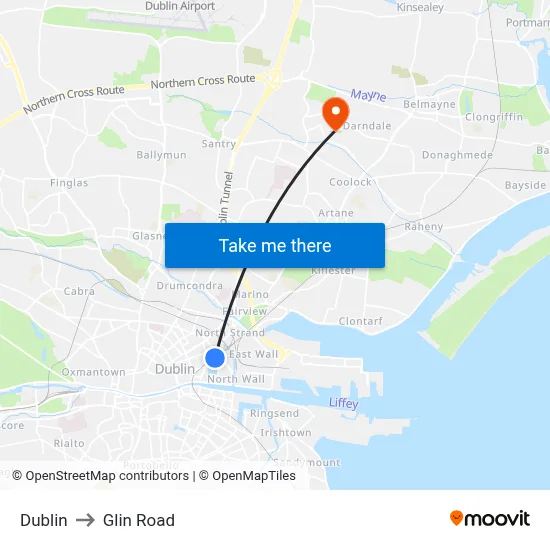 Dublin to Glin Road map