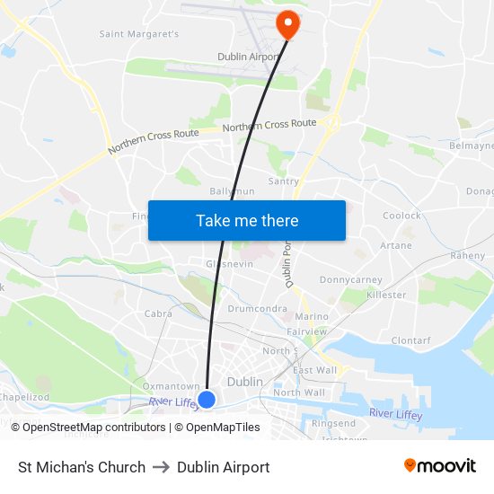 St Michan's Church to Dublin Airport map