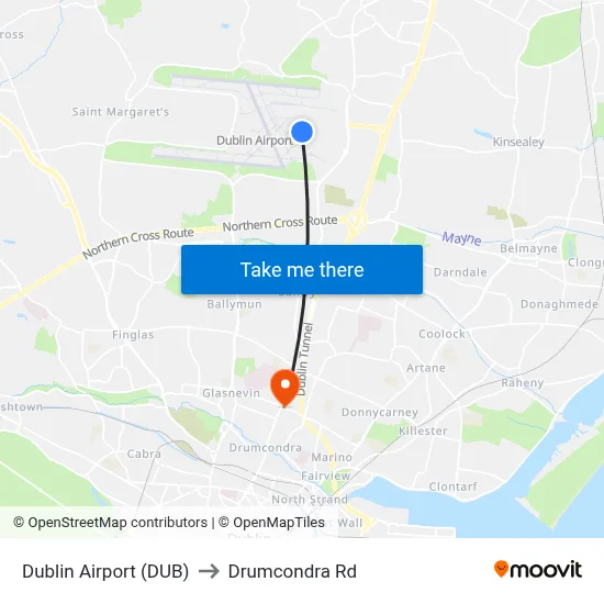 Dublin Airport (DUB) to Drumcondra Rd map
