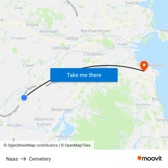 Naas to Cemetery map