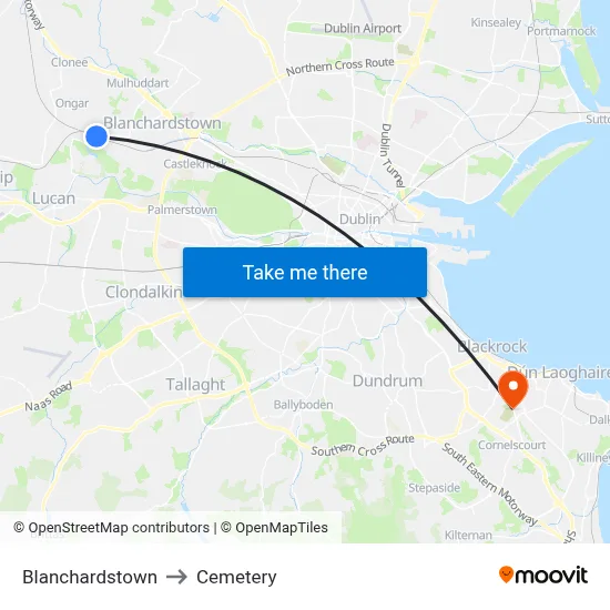 Blanchardstown to Cemetery map