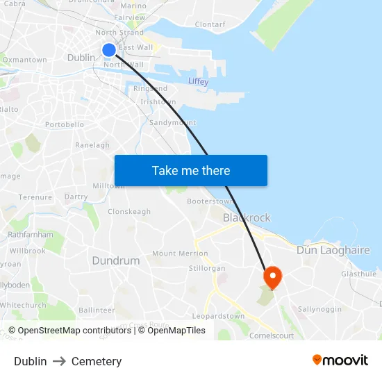 Dublin to Cemetery map