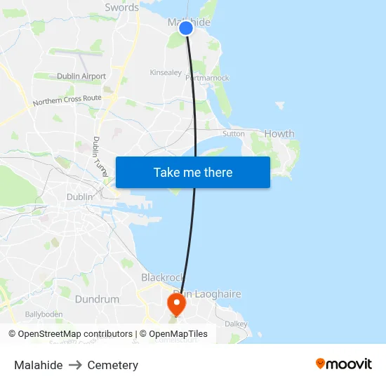 Malahide to Cemetery map