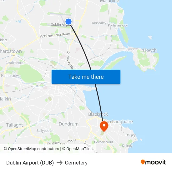 Dublin Airport (DUB) to Cemetery map