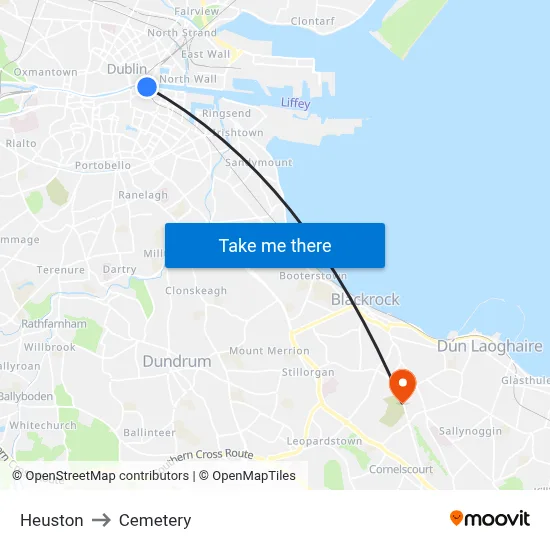 Heuston to Cemetery map
