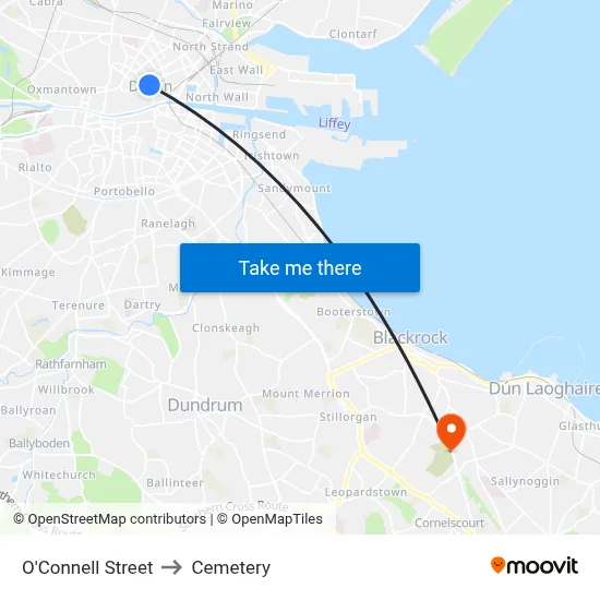 O'Connell Street to Cemetery map