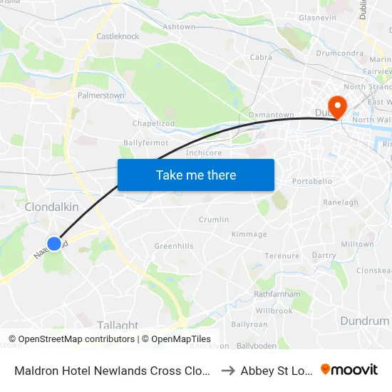 Maldron Hotel Newlands Cross Clondalkin to Abbey St Lower map