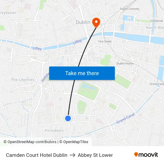 Camden Court Hotel Dublin to Abbey St Lower map