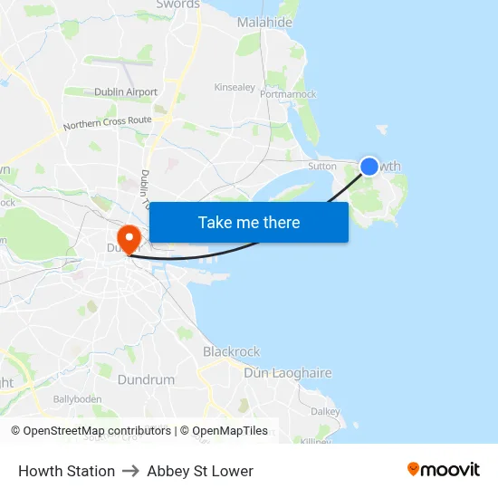 Howth Station to Abbey St Lower map
