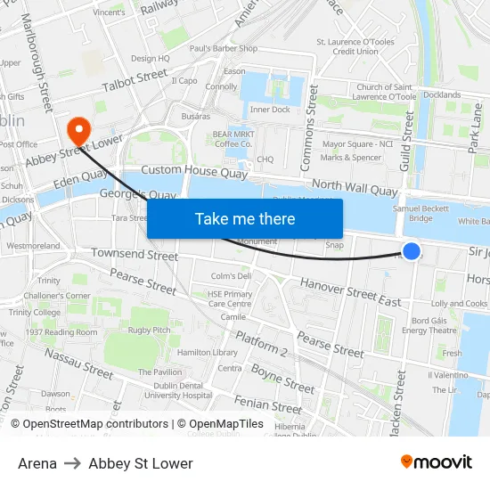 Arena to Abbey St Lower map