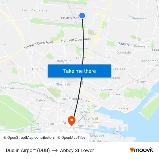 Dublin Airport (DUB) to Abbey St Lower map