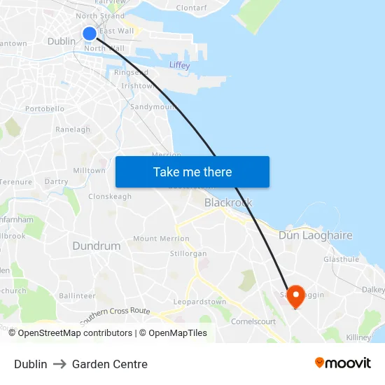 Dublin to Garden Centre map