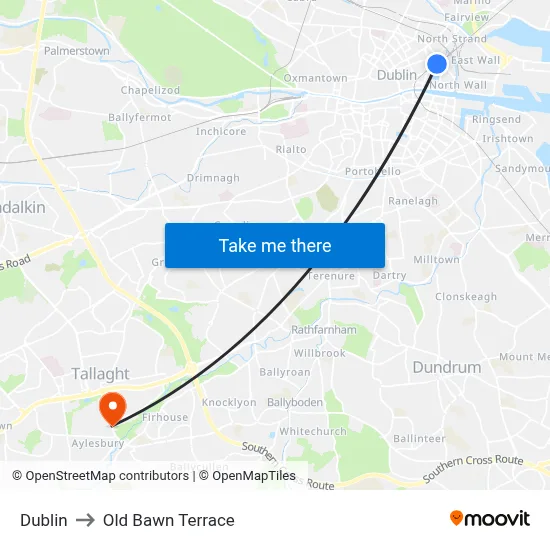 Dublin to Old Bawn Terrace map