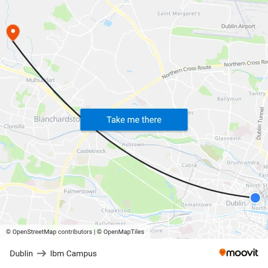 Dublin to Ibm Campus map