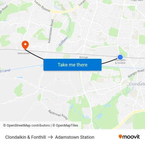 Clondalkin & Fonthill to Adamstown Station map