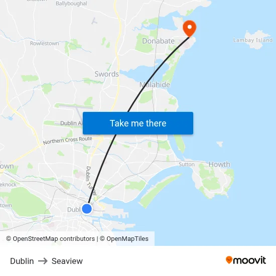 Dublin to Seaview map