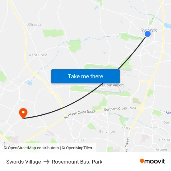 Swords Village to Rosemount Bus. Park map
