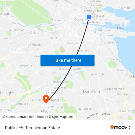 Dublin to Templeroan Estate map