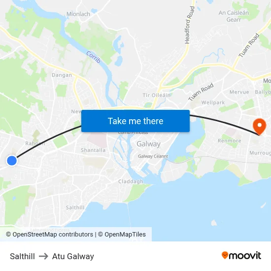 Salthill to Atu Galway map