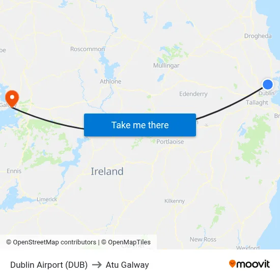 Dublin Airport (DUB) to Atu Galway map