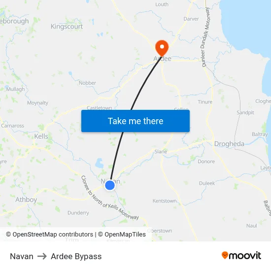 Navan to Ardee Bypass map