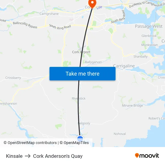 Kinsale to Cork Anderson's Quay map