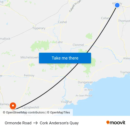 Ormonde Road to Cork Anderson's Quay map