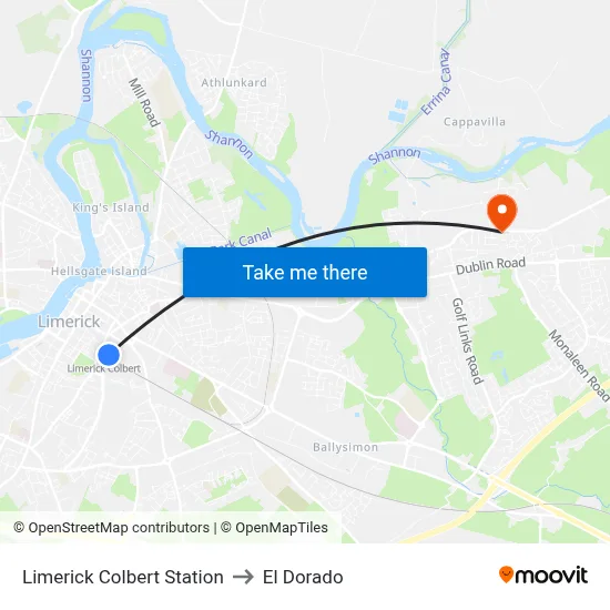 Limerick Colbert Station to El Dorado map