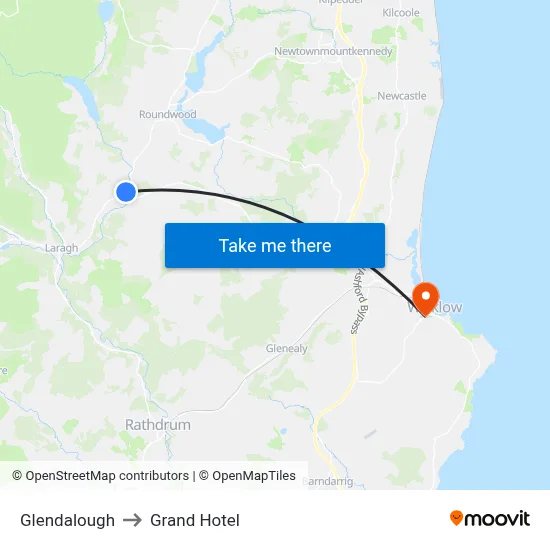 Glendalough to Grand Hotel map