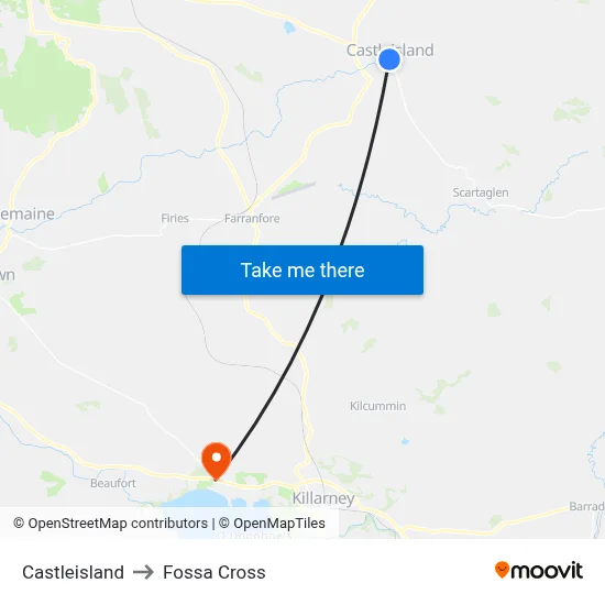 Castleisland to Fossa Cross map