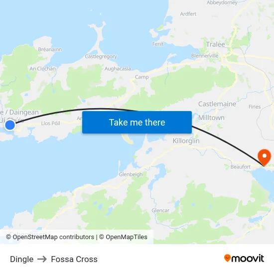 Dingle to Fossa Cross map